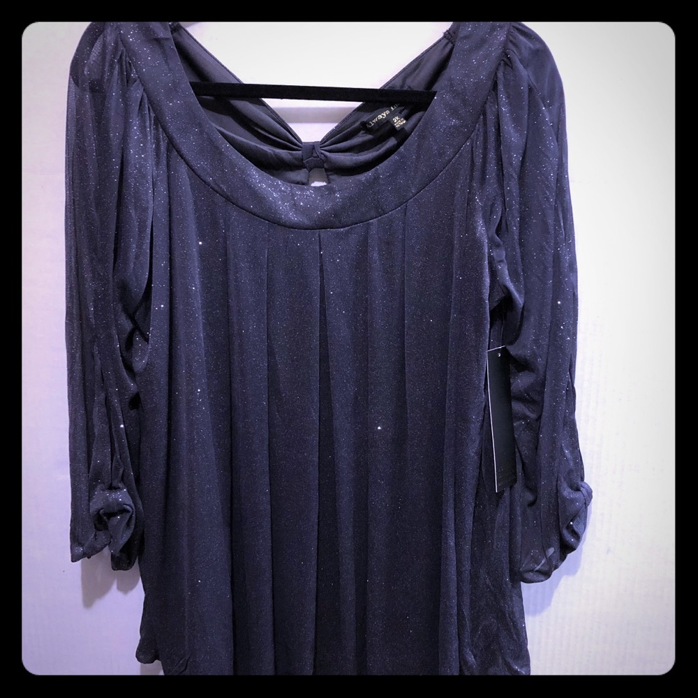 2X Blouse NWT, Gray With Silver Sparker / Glitter